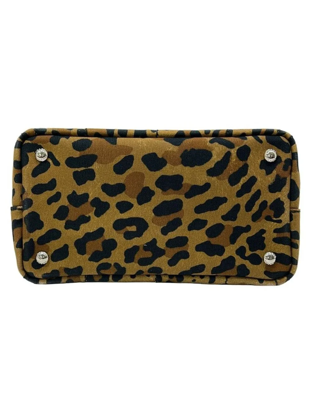 Prada Tote Canapa Light Brown Black Leopard Print